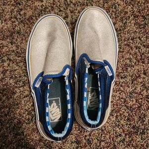 Vans silver and blue shoes